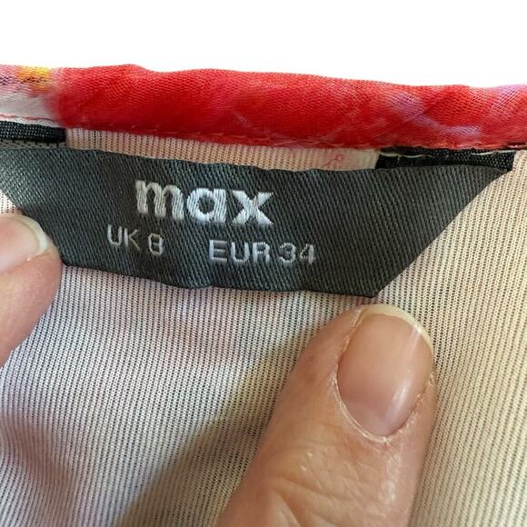 Max Dress All Over Floral Print Tiered Pink Bohemian Whimsifairy Lightfairy Sz 4 - Picture 7 of 12